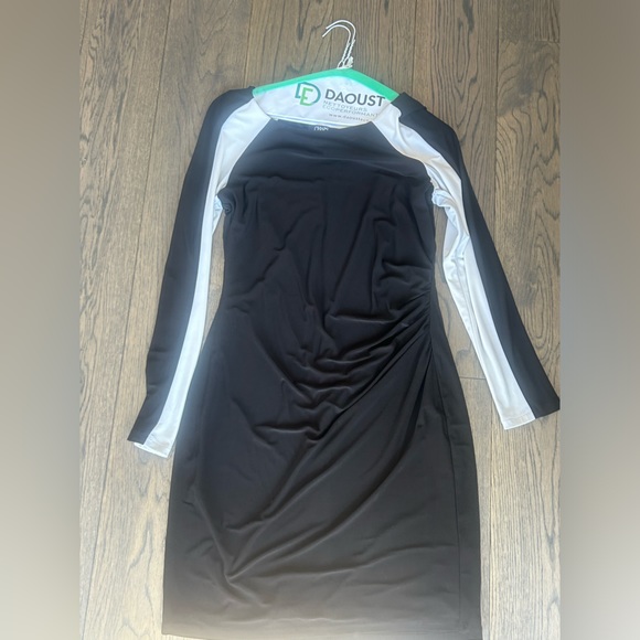 Chaps long sleeve black and white dress - Picture 1 of 6